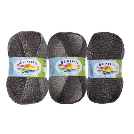 Пряжа ALPINA Romantic 100% шерсть 1 x 100 г 300 ± 15 м №15 белый-т.серый ALP-ROM-15