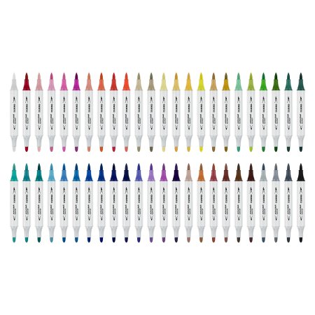 Маркеры акриловые ГАММА "Классические", 48 цв., двусторонние кисть и пуля, пластик.бокс RE-15062025_48