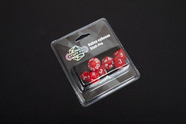 Набор из 7 кубиков для ролевых игр (красный) блистер с мешочком З-DA0010