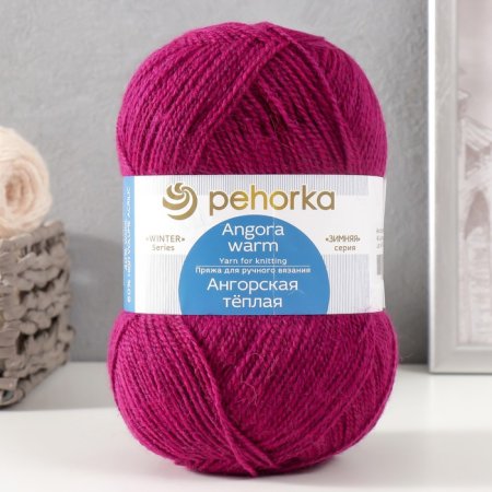Пряжа Пехорская ПТ "Ангорская теплая" 60% акрил, 40% шерсть 1 х 100 г 480 ± 29 м №040 цикламен PEH-ANG-040