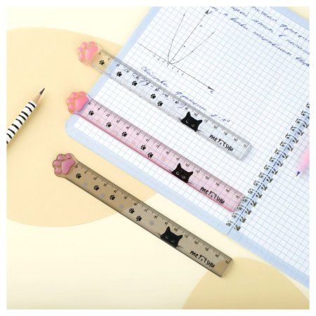 Линейка 15 см MESHU "Paw" пластиковая, тонированная, с блестками, ассорти, европодвес RE-MS_56493