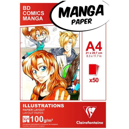 Скетчбук для маркеров CLAIREFONTAINE Manga Illustrations 100 г/м2 A4 50 л, склейка RH-94042C