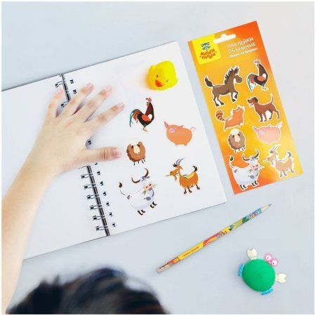 Наклейки объемные Мульти-Пульти "Звери на ферме" 10 x 22 см, 8 накл, инд. уп., европодвес RE-PS_39799