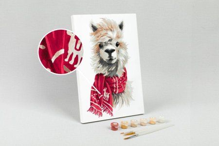 Набор для раскрашивания по номерам (холст на подрамнике) ФРЕЯ 30 х 20 см "Пушистый альпака" PNB/PS-044