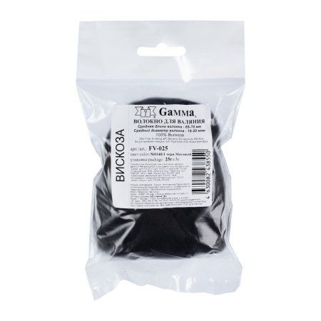 Волокно для валяния GAMMA 100% вискоза 25 г чёрный матовый FV-025-0140/1 Волокно для валяния GAMMA 100% вискоза 25 г чёрный матовый FV-025-0140/1