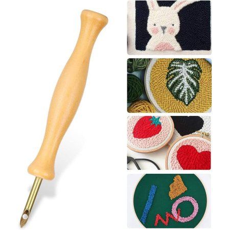 Игла для вышивания по ковровой технике d 5 мм с нитевдевателем дерево/металл золотой АУ 6909112