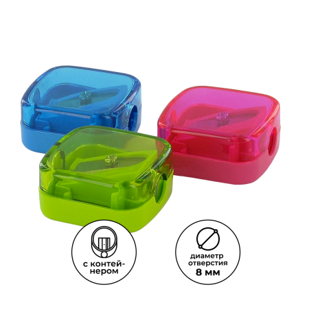 Точилка KUM Rotare K1 Pop, 1 отверстие, пластиковая, контейнер, ассорти KUM-1027221 Точилка KUM Rotare K1 Pop, 1 отверстие, пластиковая, контейнер, ассорти KUM-1027221