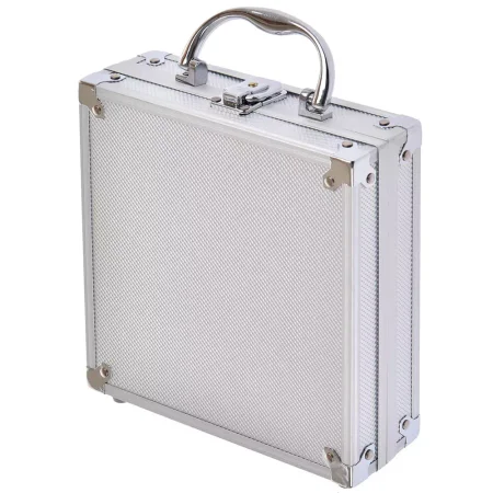 Набор для покера из 100 фишек с номиналом Фабрика Покера в серебристом кейсе MAGCPPS100