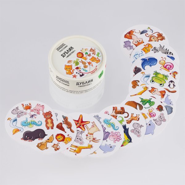 Настольная игра: ТРИ СОВЫ "Дублик. Животные" 60 карточек RE-НИ_66568