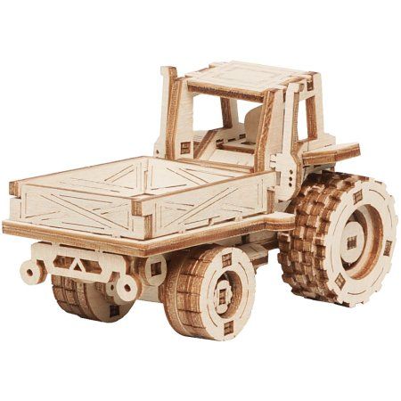 Конструктор деревянный ТРИ СОВЫ "Самоходное шасси" 9 x 4 x 5 см, 62 детали, пакет с еврослотом RE-ДКНС011