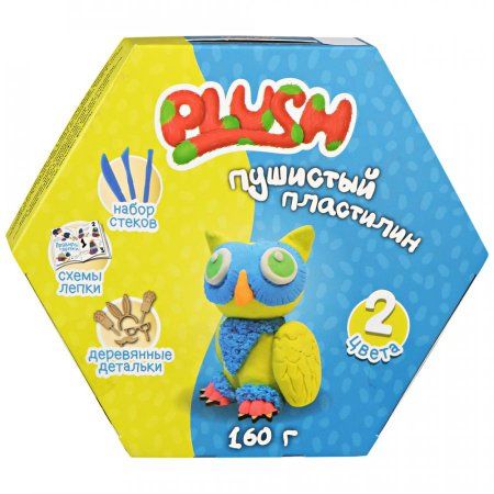 Набор для лепки PLUSH Пушистый пластилин 160 г синий + желтый AS-PL02201815