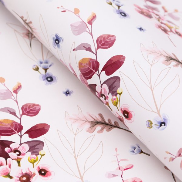 Бумага упаковочная глянцевая 70 x 100 см "Акварельные цветы" SIM-7470634