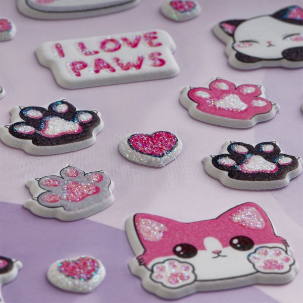 Наклейки объемные MESHU "Love Paws" 10 x 23 см, с блестками, инд. уп., европодвес RE-MS_66577