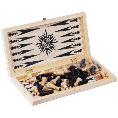 Набор игр 3 в 1 ТРИ СОВЫ "Нарды, шашки, шахматы" обиходные, деревянные с деревянной доской 40 x 40 см RE-НИ_46786