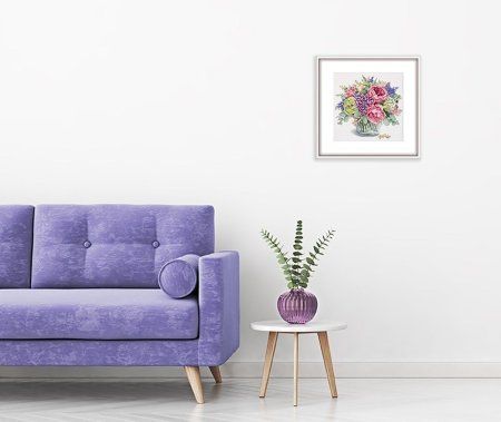 Набор для вышивания PANNA Золотая серия. Букет с пионами" 34.5 х 32 см C-7306