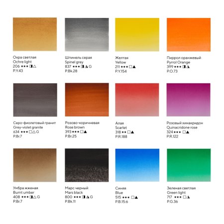 Набор акварели БЕЛЫЕ НОЧИ Анималистика 12 шт x 2.5 мл, пластик/палитра NP-19422558