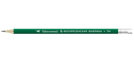 Карандаш графитный ВКФ "Школьный" с ластиком заточенный ТМ (HB) 1 шт 1-1100