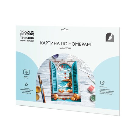 Картина по номерам на картоне ТРИ СОВЫ "Маяк в окне" 30 x 40 см с акриловыми красками и кистями RE-КК3040_57395