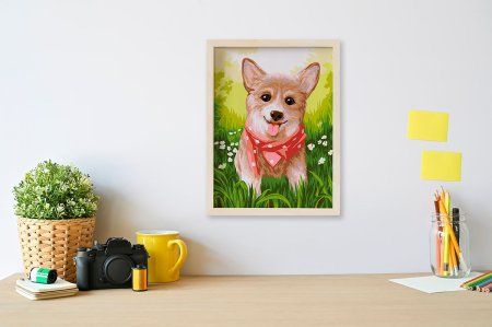 Набор для раскрашивания по номерам (на картоне) ФРЕЯ 40 х 30 см "Корги в бандане" PKZ/PM-058