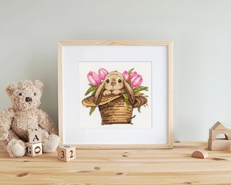 Набор для вышивания KLART "Зайка в шляпе" 15.5 х 17 см 8-517