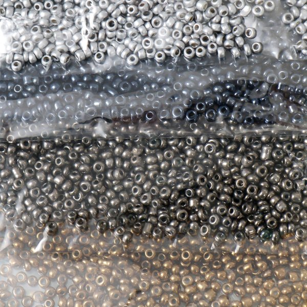 Набор бисера для рукоделия 12/0 "Серебро, золото, бронза и чёрный" 6 цв х 10 г SIM-6074992