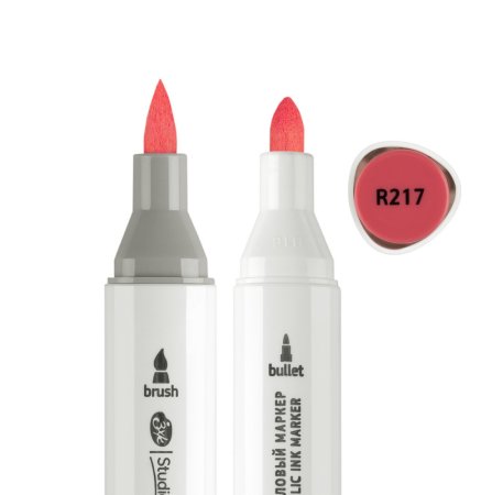 Маркер акриловый двусторонний СОНЕТ перо кисть/пуля 1 шт R217 красный NP-273-R217