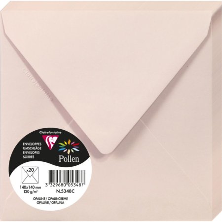 Конверт CLAIREFONTAINE Pollen 140 x 140 мм 120 г/м2 1 шт, розовый опалин RH-5348C