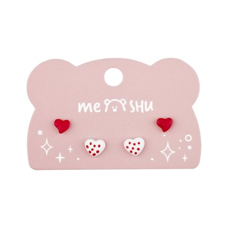 Серьги MESHU "Hearts" бижутерия, 2 пары, европодвес RE-MS_60698