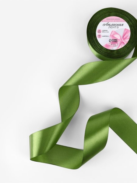 Лента атласная 40 мм x 23 ± 1 м, №113 травяной SIM-1218341