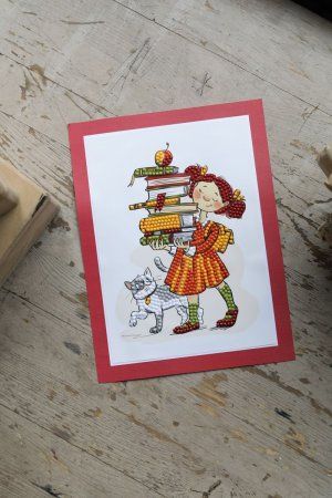 Кристальная (алмазная) мозаика ФРЕЯ мини-картинка "Школьница" 14 х 19.5 см ALVS-044