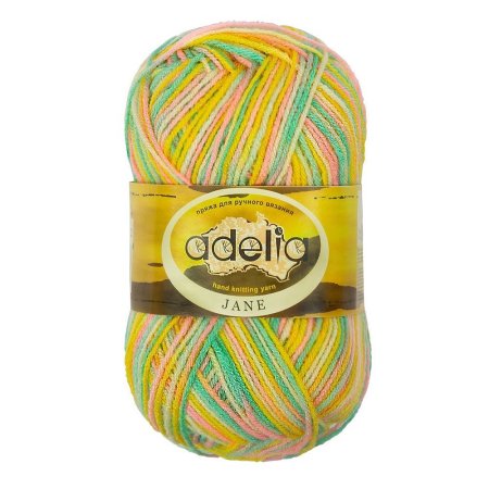 Пряжа ADELIA Jane 100% акрил 1 х 50 г 227 ± 10 м №22 желтый-розовый-зеленый-св.желтый ADE-JAN-22