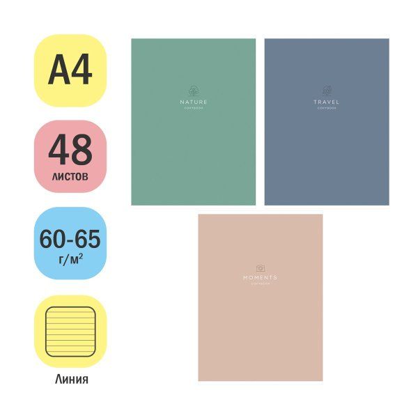 Тетрадь 48л. A4 линия ArtSpace "Моноколор. Универсальный цвет" RE-Т48А4л_46501