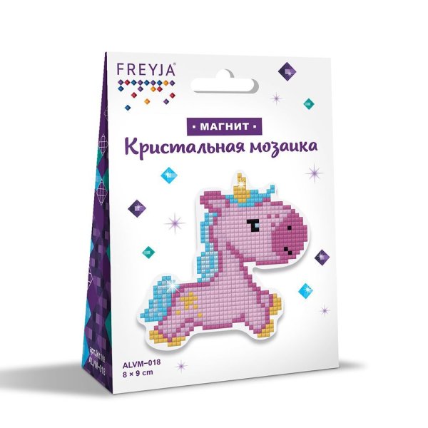 Кристальная (алмазная) мозаика ФРЕЯ магнит "Единорожка" 8 х 9 см ALVM-018