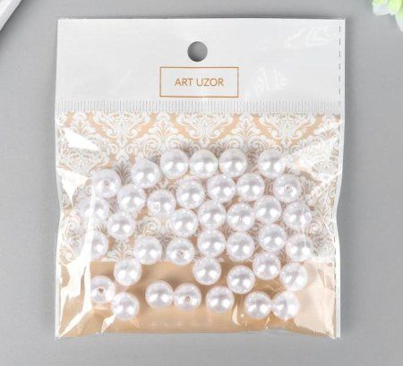 Набор декора для творчества пластик "Бусины белые" d 1 см 11.5 х 12 см 40 шт SIM-858287