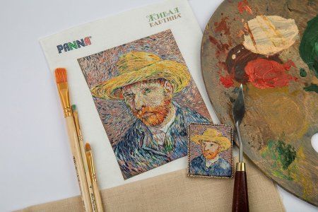 Набор для вышивания PANNA Живая картина. Брошь. Автопортрет в соломенной шляпе 5 х 6 см MET-JK-2260