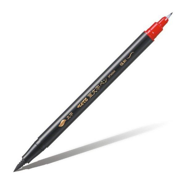 Фломастер-кисть PENTEL Brush Pen двусторонний 1.2 - 10.5 мм, кисть/круглое тонкое, черный, в блистере XSFW34A