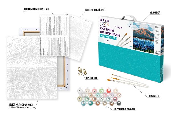 Набор для раскрашивания по номерам (холст на подрамнике) ФРЕЯ 50 х 40 см "Ирисы в горах" PNB/PL-346