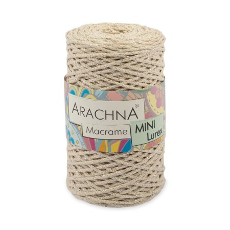 Пряжа ARACHNA Macrame Mini Lurex 75% хлопок, 15% полиэстер, 10% люрекс 1 x 250 г 200 м №24 натуральный-серебро ARA-MAC-L-24