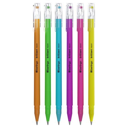 Набор гелевых ручек Berlingo "Brilliant Neon" 6 шт 6 цв 0.8 мм, корпус ассорти RE-CNg_30306