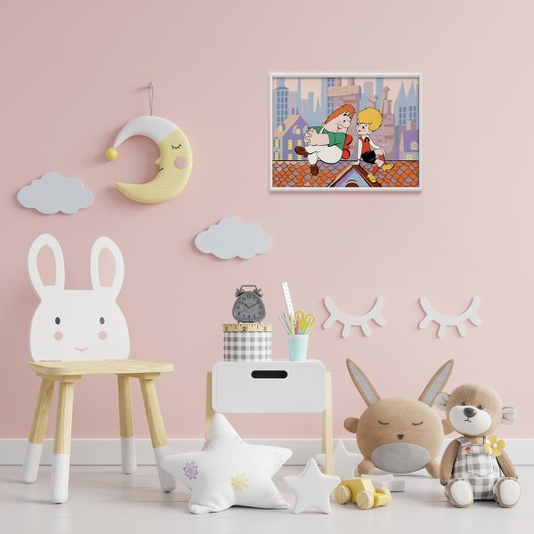 Набор для раскрашивания по номерам ФРЕЯ (на картоне) 40 х 30 см "Малыш и Карлсон на крыше" CMF-PKZ/PM-001