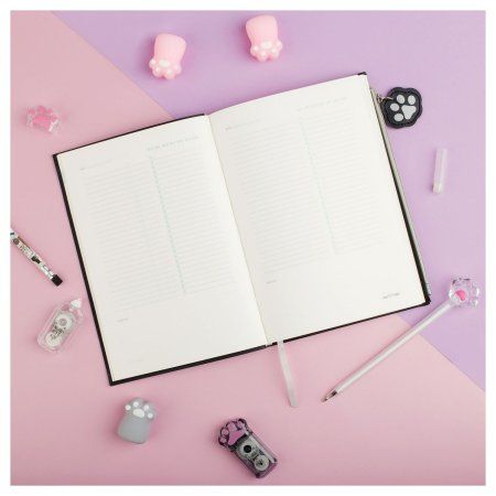 Ежедневник недатированный А5 136л. MESHU "Сat melody" кожзам, карман с брелком, закладка RE-MS_53626