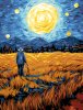 Набор для раскрашивания по номерам (цветной холст) ФРЕЯ 40 х 30 см "Звездная ночь над полем" PNB/PMC-295