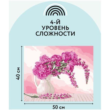 Картина по номерам на холсте ТРИ СОВЫ "Пионы и люпины" 40 x 50 см с акриловыми красками и кистями RE-КХ_44152