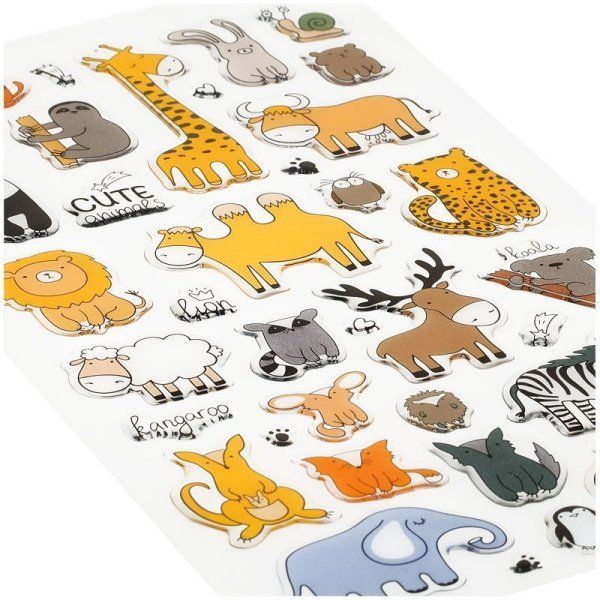 Наклейки гелевые MESHU "Cute animals" 10 x 22 см, 37 накл, инд. уп., европодвес RE-MS_42776