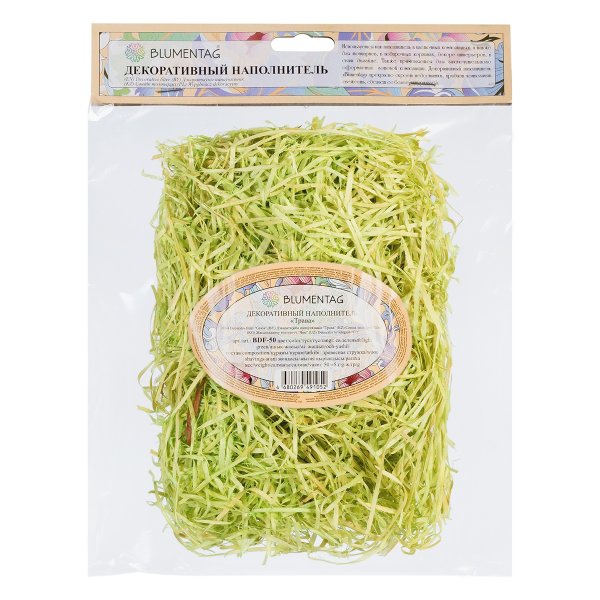 Декоративный наполнитель "Трава" Blumentag 50 г ± 5 г 06 св. зеленый BDF-50-06