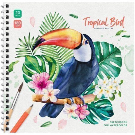 Скетчбук для акварели 20л. 190 x 190 мм ArtSpace "Tropical Bird" 180 г/м2, на гребне RE-Сак20грг_38350