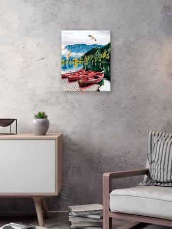 Набор для раскрашивания по номерам (холст на подрамнике) ФРЕЯ 50 х 40 см "Причал на озере" PNB/PL-385