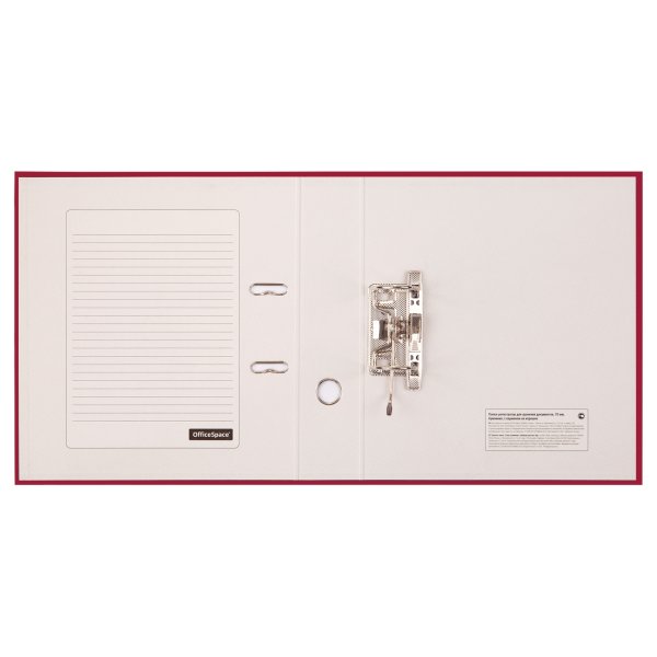 Папка-регистратор A4 OfficeSpace 70 мм, бумвинил, с карманом на корешке, бордовая RE-162576