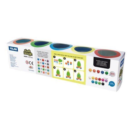 Набор массы для лепки MILAN Soft Dough Neon 5 цв x 142 г (неоновые цвета) ML-913505N Набор массы для лепки MILAN Soft Dough Neon 5 цв x 142 г (неоновые цвета) ML-913505N