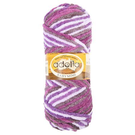 Пряжа ADELIA Baby Mimi 100% полиэстер 1 x 100 г 80 ± 4 м №08 св.серый-т.фиолетовый-серо-фиолетовый-св.сиреневый ADE-BM-07